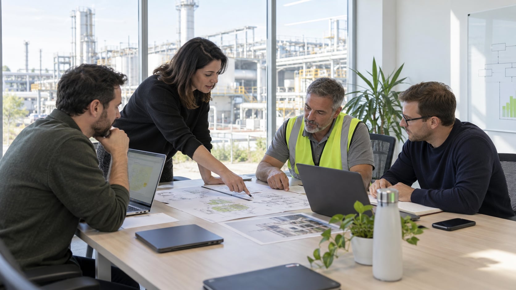 Consultora y responsable de empresa revisando la documentación ISO 27001